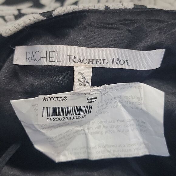 Rachel Roy Black and Taupe Raised Textured Floral Skirt - Size 6 - Picture 3 of 10